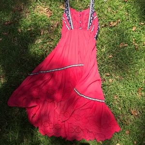 Pink Lacy Hi-Lo Dress